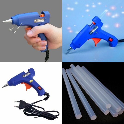 Lem Tembak 1set + Stick Lem 10pcs / Hot Melt Glue Gun + 10pcs Lem Stick