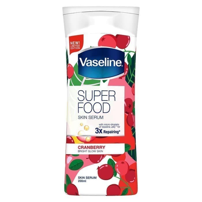 VASELINE SUPERFOOD CRANBERRY SKIN SERUM 200ML BODY LOTION BRIGHT GLOW SKIN