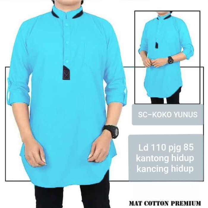 KOKO YUNUS SOFT BIRU SC  BAJU KOKO PRIA KATUN BIRU MUDA 