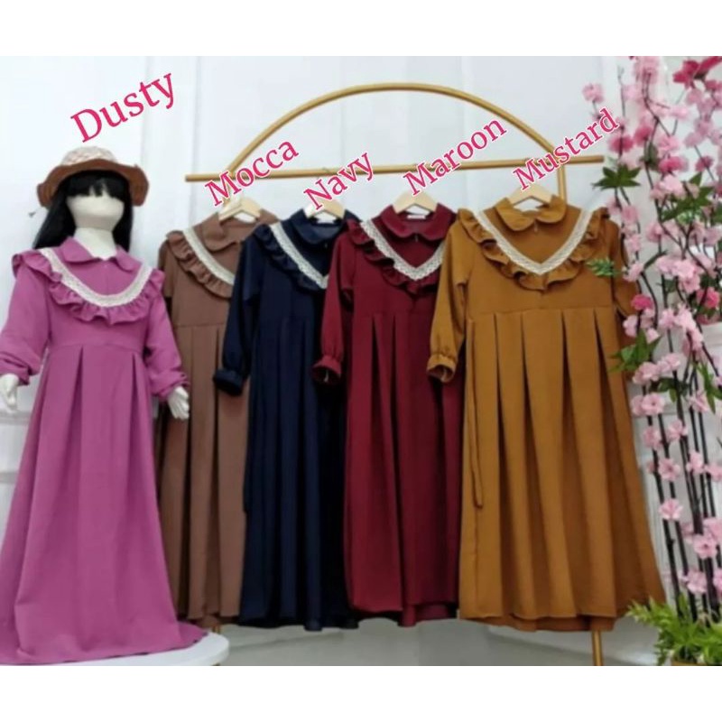 gamis anak  RAYON PREMIUM 1-8 tahun/gamis anak kerah rayon premium/gamis anak tanggung/midi dress an