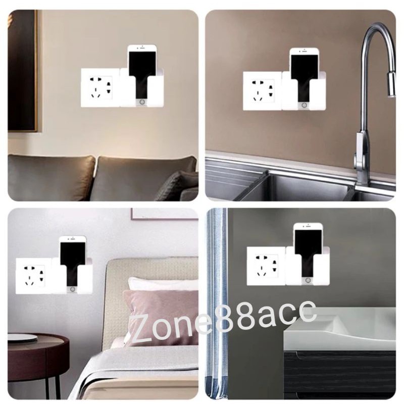 Dudukan Gantung Handphone Hp Remote Colokan Dipasang Di Dinding Pengecasan Casan ponsel Gantungan Holder Standing stand