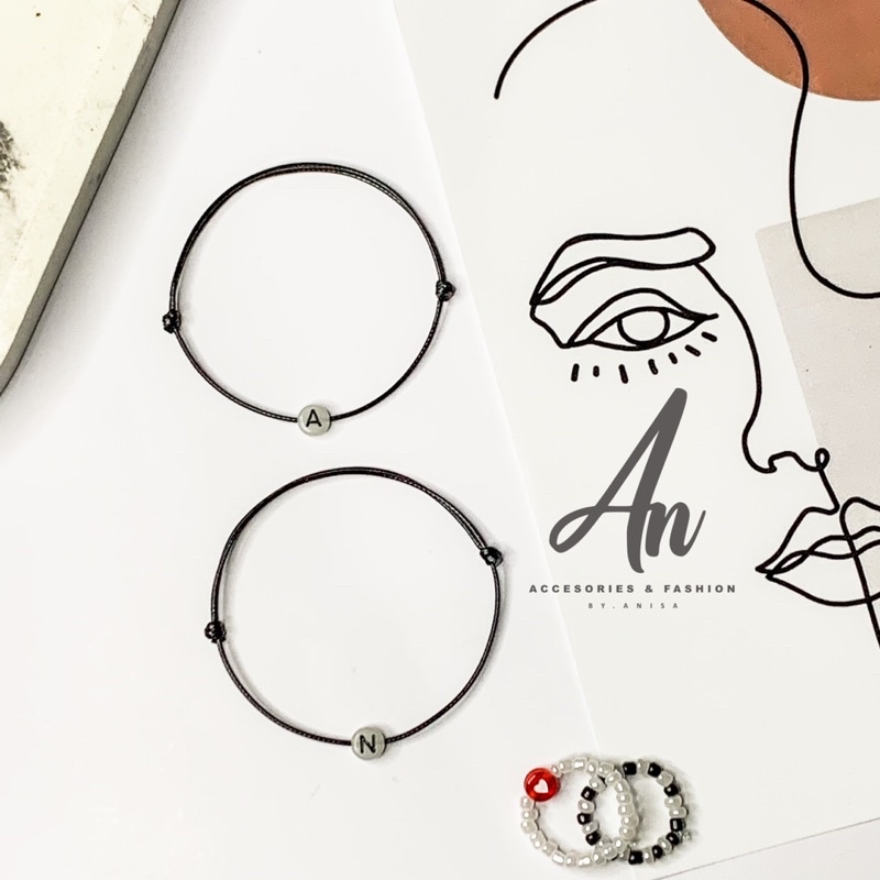 [ GELANG INISIAl ] GLOW IN THE DARK | gelang glow in the dark | gelang aesthetic | glow in the dark | gelang | gelang tangan wanita | kado | gelang tangan pria