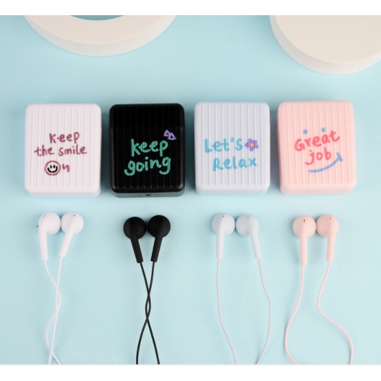 [E-251] Headset Earphone Bentuk Motif KOPER MOTIVASI Hidup / Set Earphone + Wadah Earphone Lucu KOPER TAS MINI