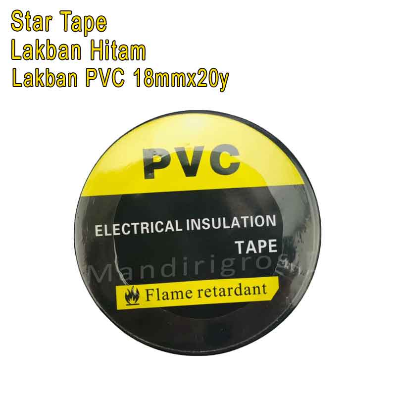 Lakban Hitam * Star Tape * Lakban PVC * 18mm x 20yard