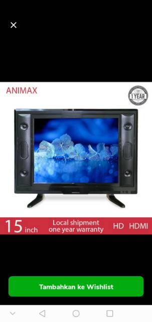 Monitor LED TV ANIMAX 15&quot; USB MOVIE KOTAK SQUARE MURAH