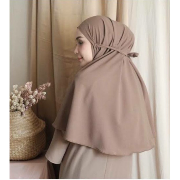 LEA Bergo Maryan Polos Khimar Instan Tali Bahan Diamond