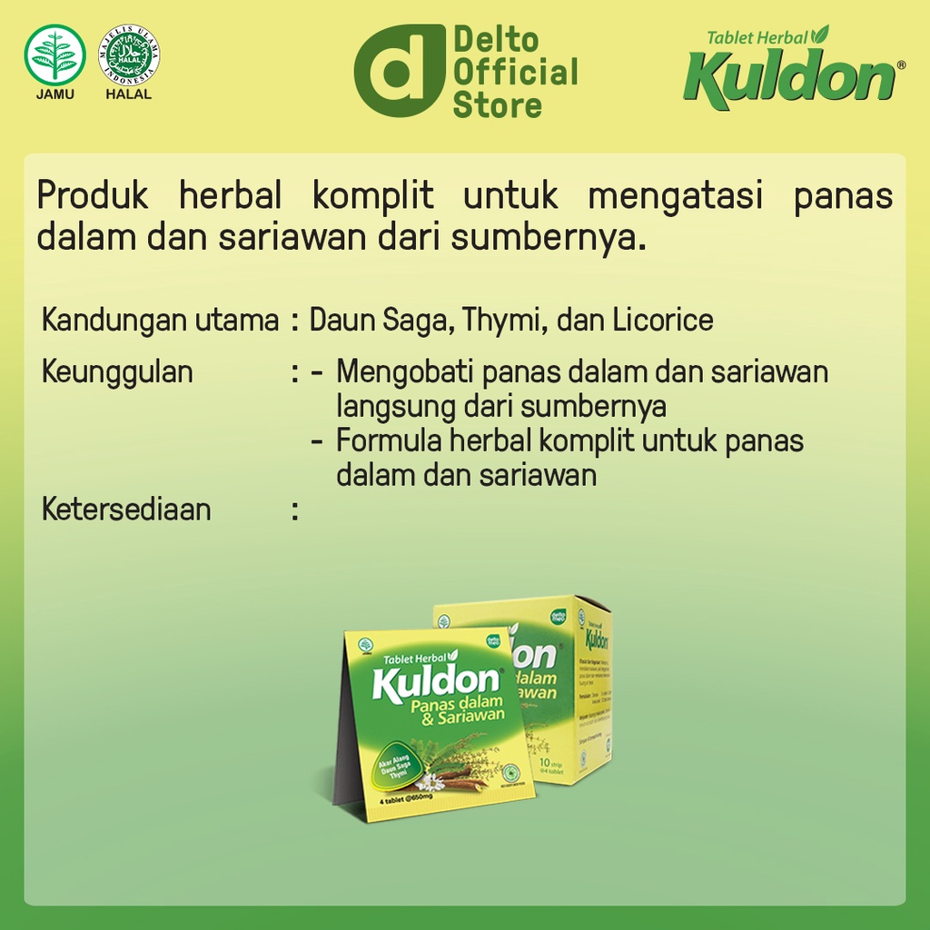 Kuldon Box (10 Strip isi 4 Tab) - Mengatasi Panas Dalam &amp; Sariawan