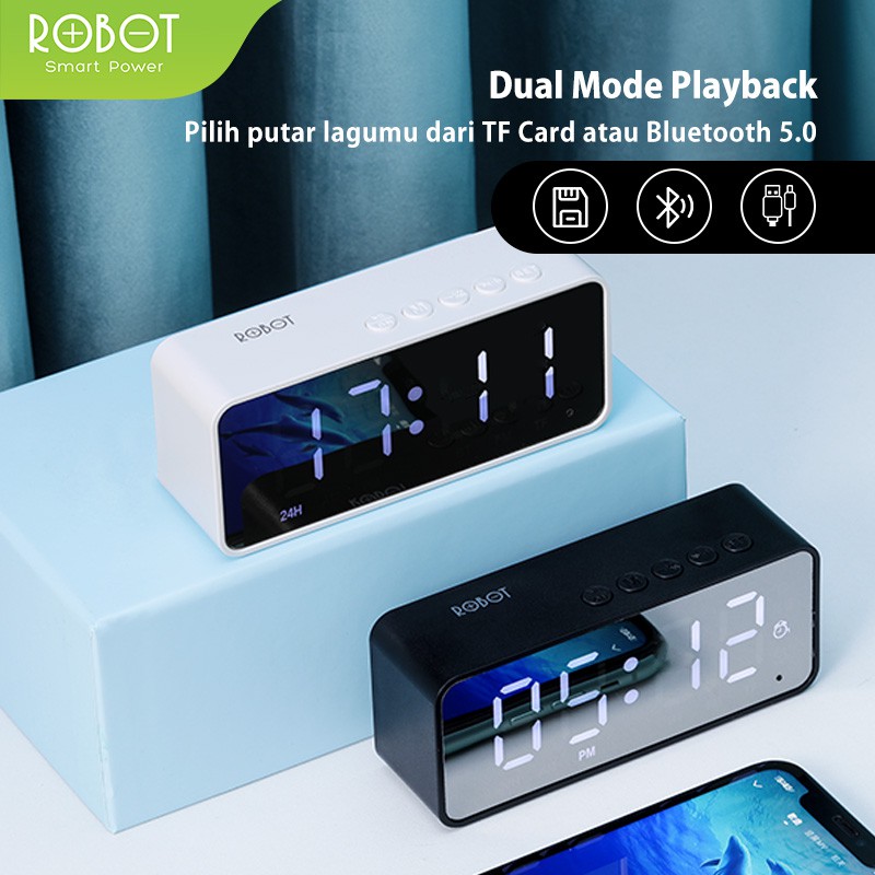 SALON SOUND Speaker Bluetooth Robot RB150 Portable Wireless Bass Mini Stereo - LED Display Alarm With Radio