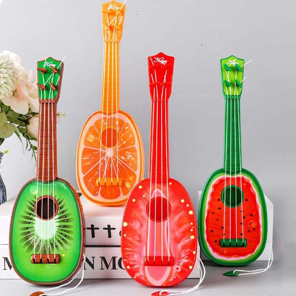 NEEDWAY Ukulele Mini Tahan Lama Hiburan Buah Mainan Anak Instrumen Senar Montessori Mainan Gitar Mainan