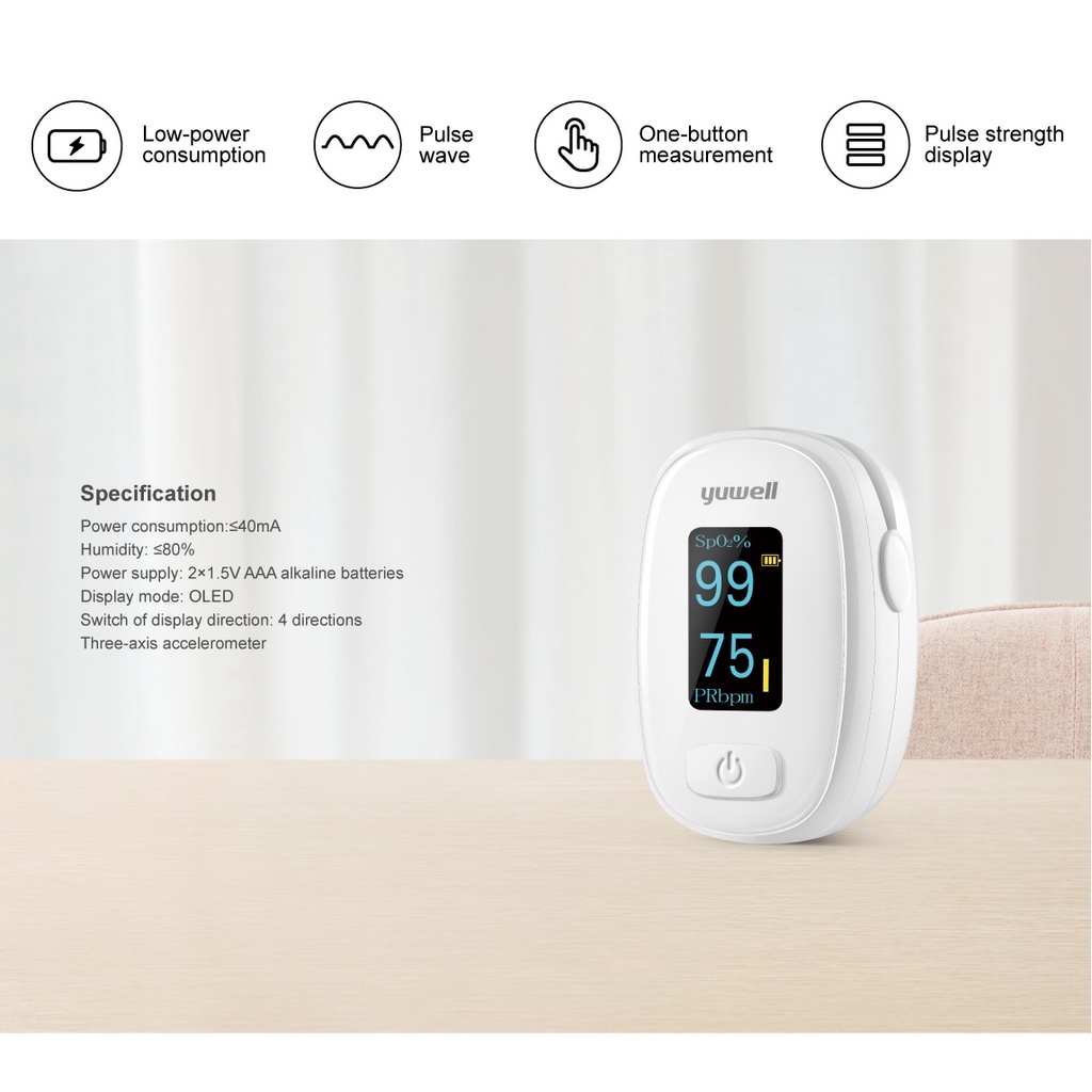 Xiaomi Yuwell Oximeter YX306 Original - Alat Ukur Kadar Saturasi Oksigen Dalam Darah - Finger Finger
