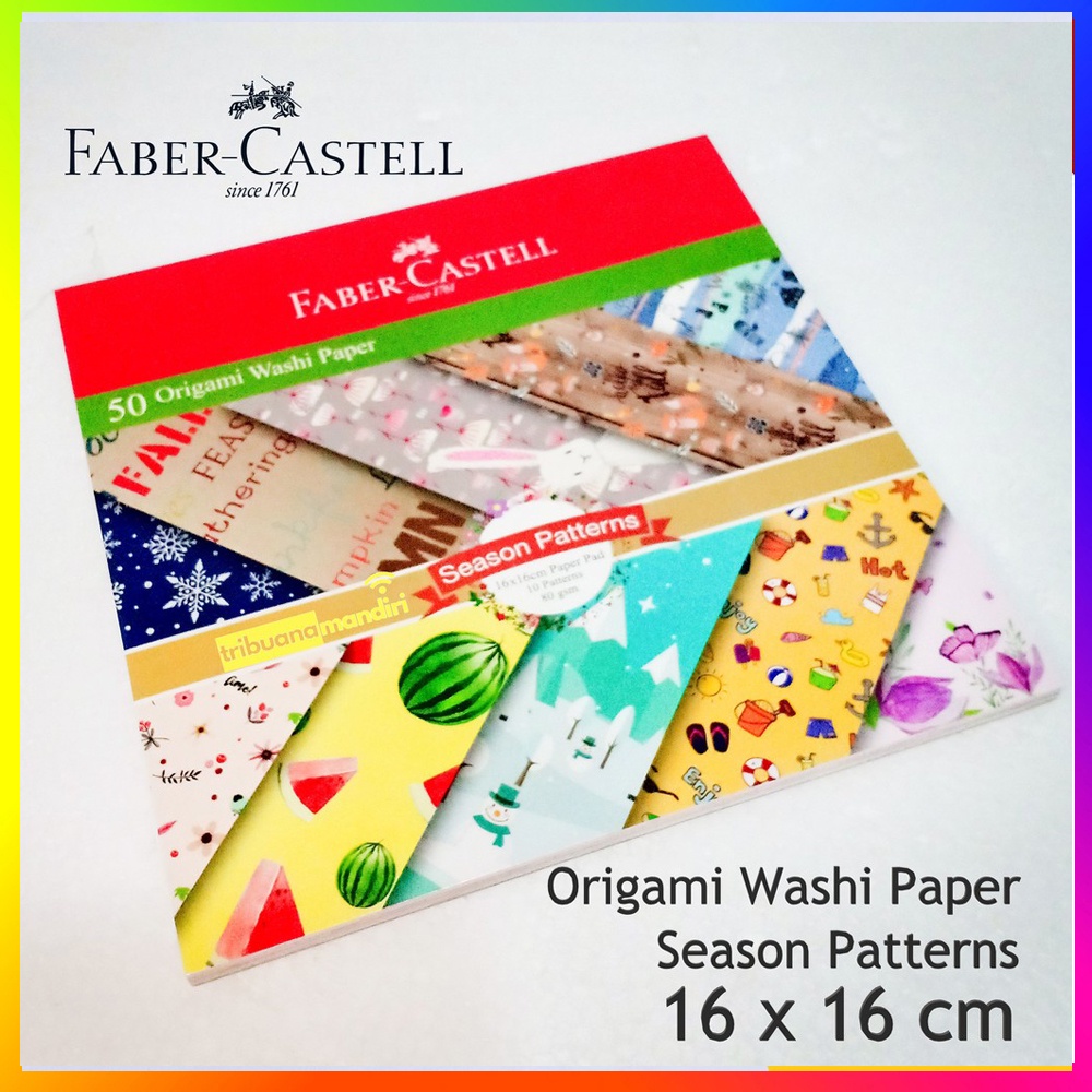 Kertas Origami Faber Castell Washi Paper 15X15CM Knitting Patterns  / Faber Castell Origami Washi Paper 16X16CM Fruit Series /  Faber Castell Origami Washi Paper 16X16CM Season Patterns