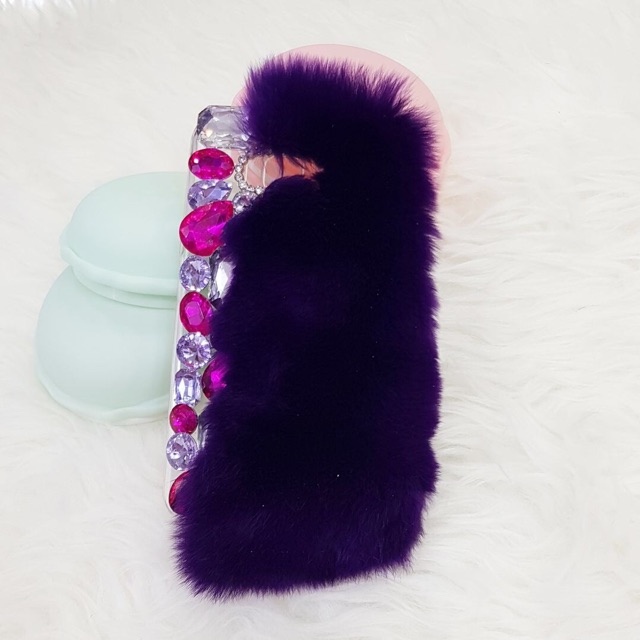 Bling case Bulu Fluffy purple edition Oppo F11 note8 ipsamsung  ( Made by order )
