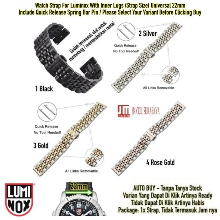 Tali Jam 22mm Watch Strap Luminox - Dual Color Real Stainless Steel