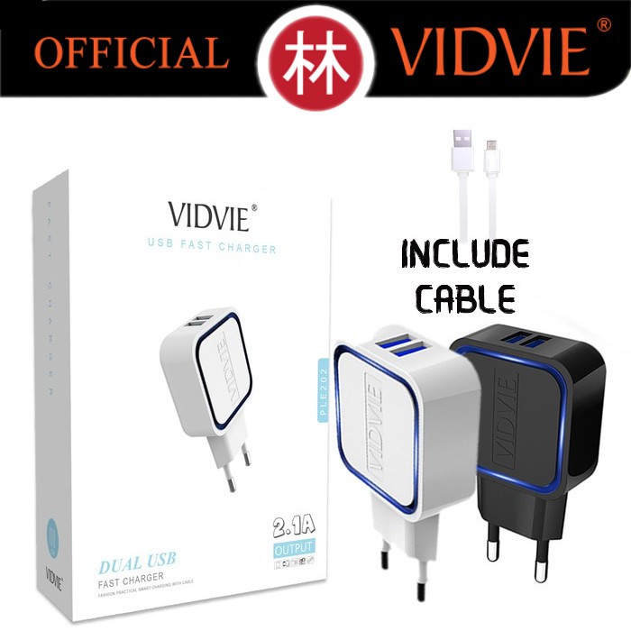 Vidvie PLE202 I5 Dual USB Charger 2.1A with Iphone Lightning Cable