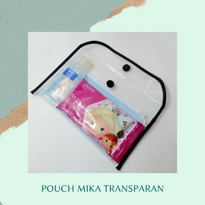 POUCH MASKER MIKA TEBAL TRANSPARAN POUCH MAKEUP SERBAGUNA