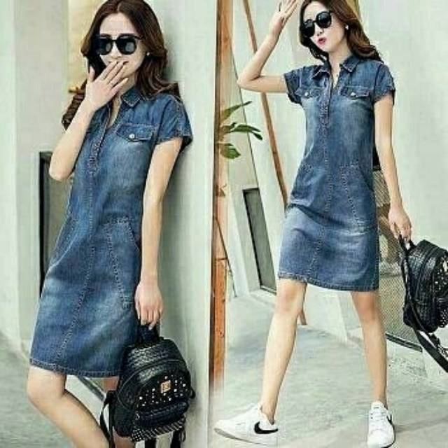 Baju Dress Jeans Cewek Wanita Murah Terbaru