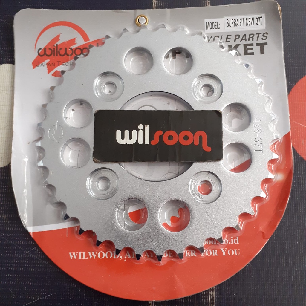 Gir Gear Belakang / Sprocket  Honda Supra Fit New / Supra X 125 / Wave 125 / Blade Wilwood 37T 428 C