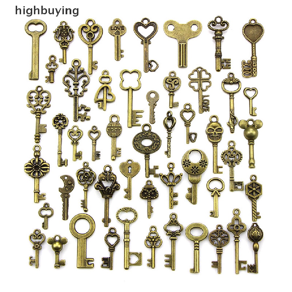 Hbid 50PCS Liontin Bentuk Kunci Gaya Vintage Steampunk Warna Perunggu Untuk DIY Perhiasan Charms