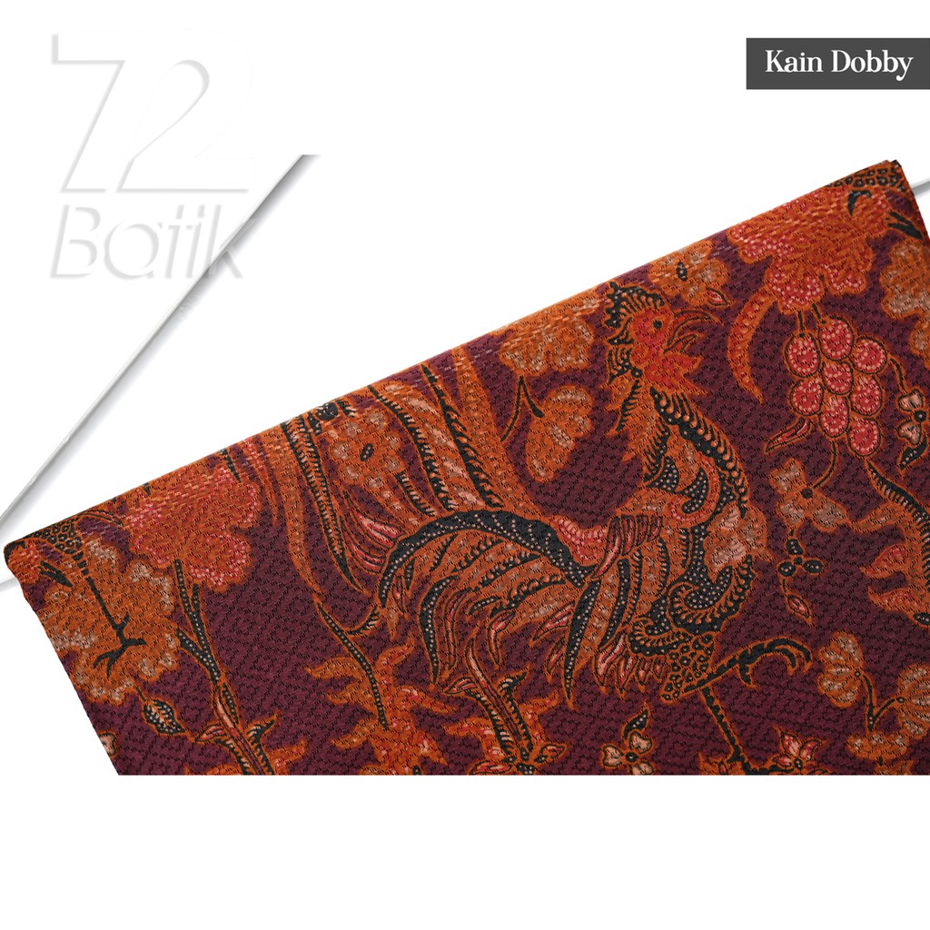 KAIN BATIK PREMIUM Bahan Dobby Motif Jago Alas Warna Merah Maroon Maron Marun Orange 725213 Cap 72 Jarik Jarit Samping Kebat Panjang Batik Dobby Modern Premium Bahan Seragam Batik Pernikahan Kantor Keluarga Murah Kamen Jadi Batik Bali Lembaran