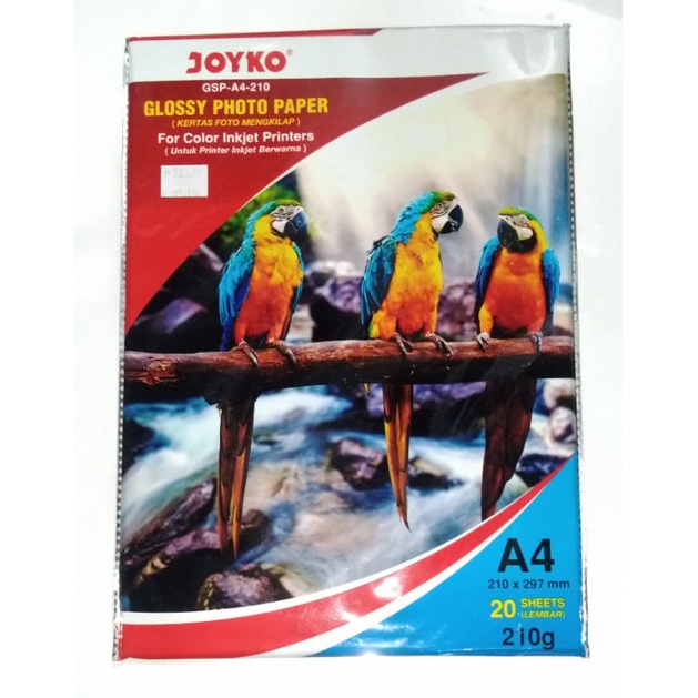 

Kertas Foto Mengkilap/Glossy Photo Paper A4 JOYKO GSP-A4-210