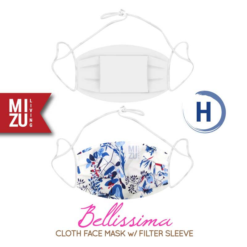 [SALE] MIZU BELLISSIMA Cloth Face Mask Masker Kain Corak Bunga 3Ply Sarung Filter NON-MEDIS REUSABLE-H