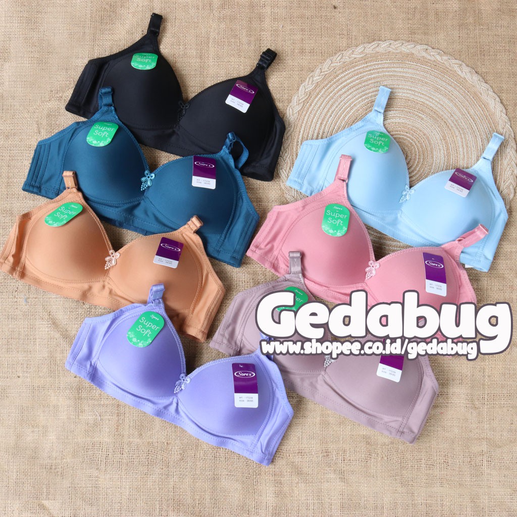 Sorex Bra Busa tanpa Kawat 17239 | BH Wanita Bassic Cup Besar setara Cup B-C Kancing 3 | Gedabug