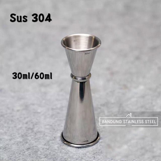 Sus 304 Jigger measure cup gelas ukur 30/60ml stainless steel tebal