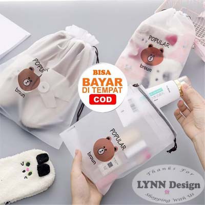 Tas Organiser Kosmetik POUCH BROWN BESAR Souvenir_Lynn Design