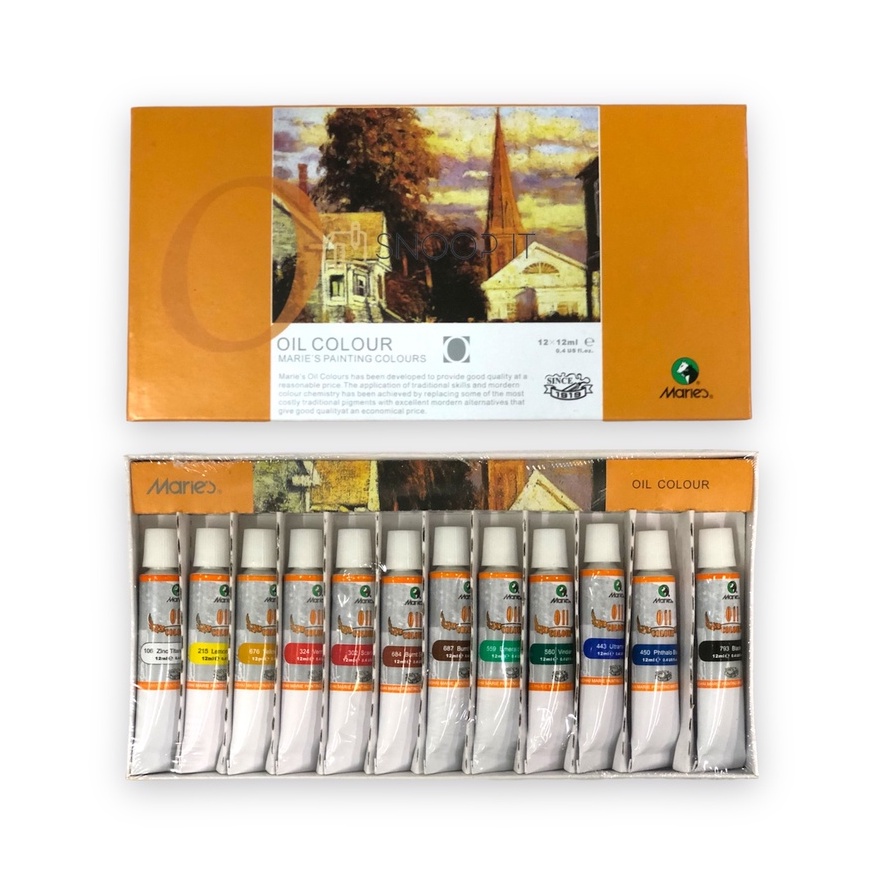 Cat Minyak Maries 12 Warna #E1386B / Oil Colour Maries 12 Color / Cat Minyak Lukis – SHSNP