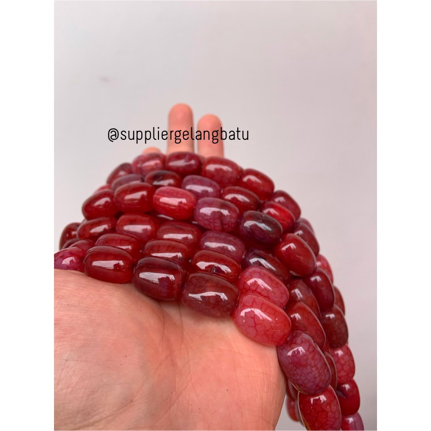 batu alam Penden simba tabung red agate serat 2 x 1,5 cm merah agatis