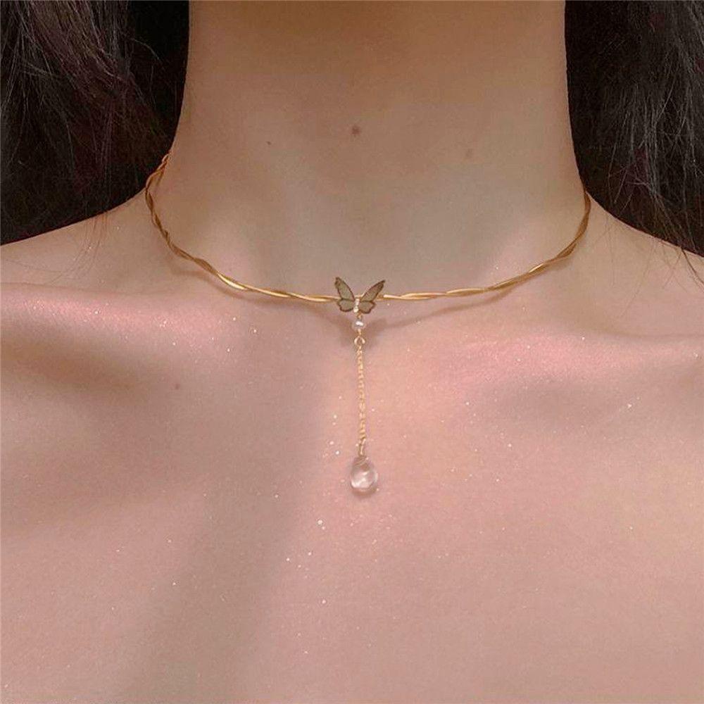 Lily Butterfly Choker Korea Lucu Bohemian Klavikula Rantai