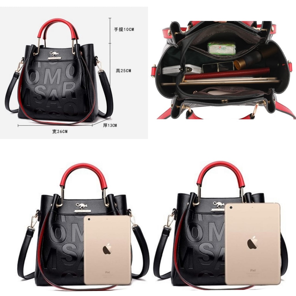 TAS SELEMPANG WANITA PREMIUM KULIT HITAM HILLA TA393B5 HANDBAG BAHU CEWEK IMPORT KOREA BRANDED BATAM