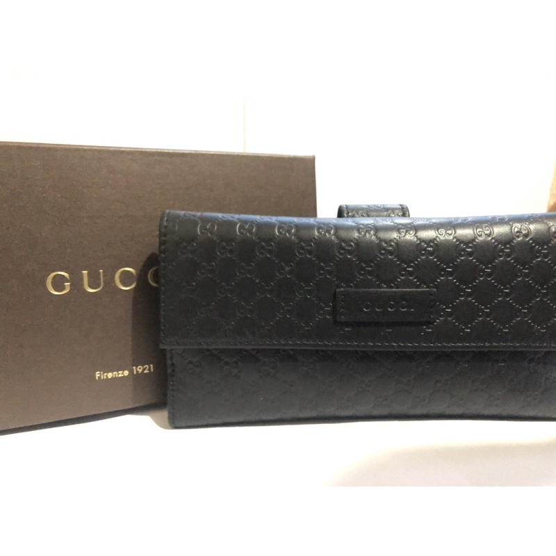 Gucci Women's GG Microguccissima Leather Continental Flap Wallet Black