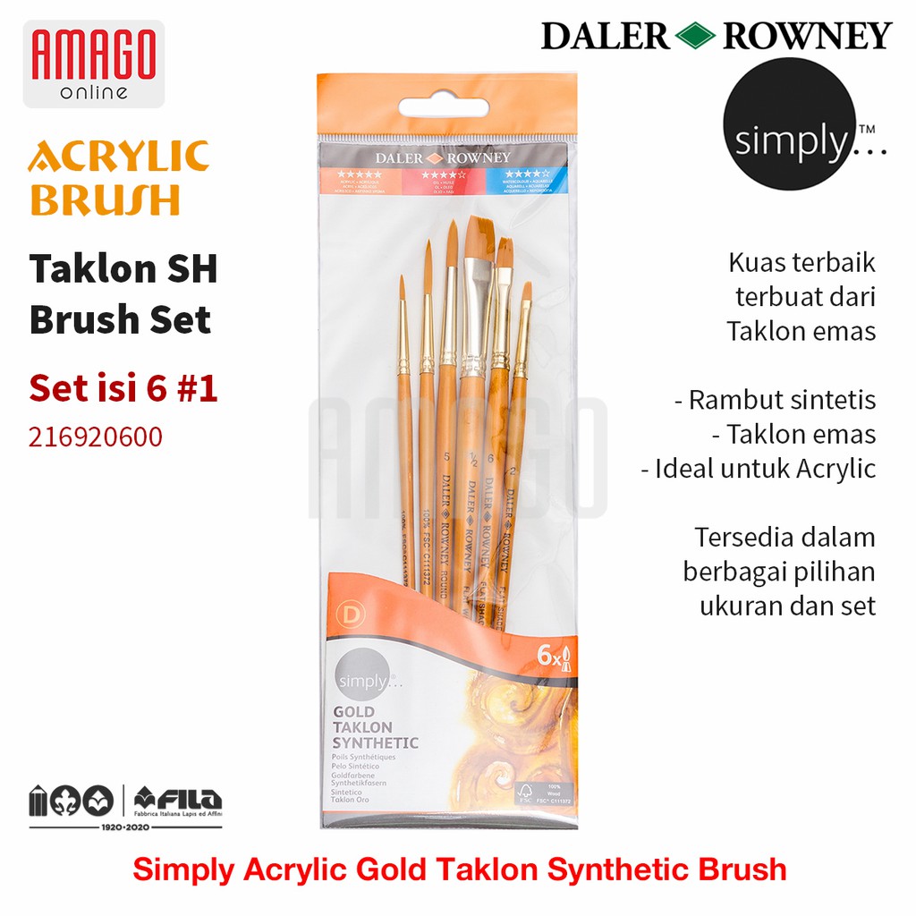 

DALER-ROWNEY Simply Acrylic Gold Taklon Brush Set 6 pcs #1 - 216920600