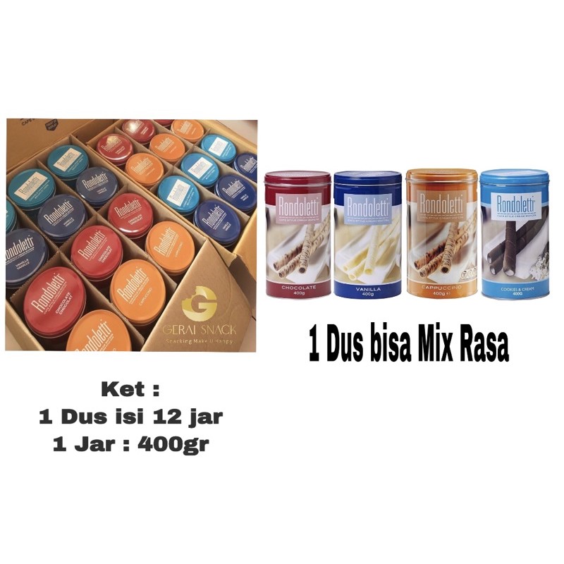 

Rondoletti 1Dus Mix Rasa Luxury Wafer isi 12 Kaleng