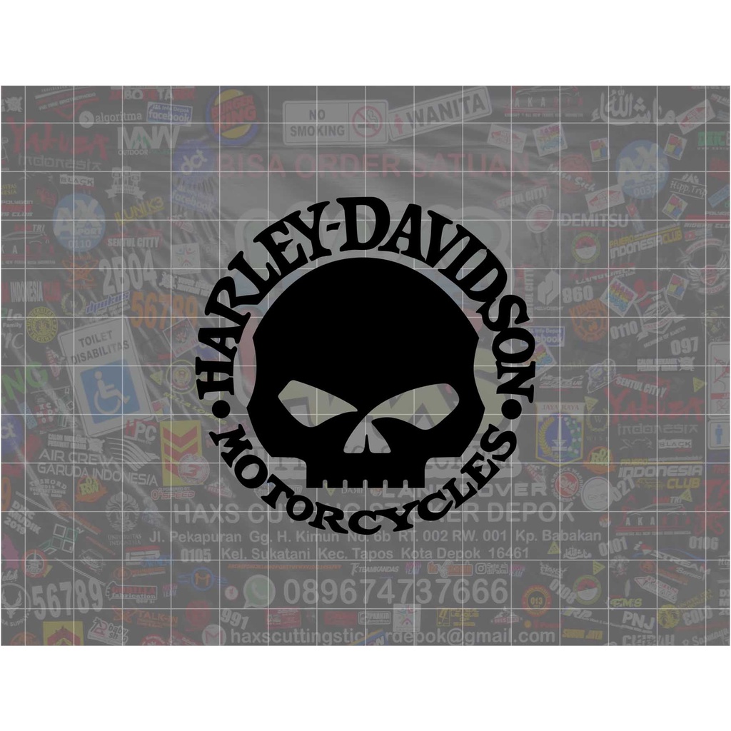 Cutting Sticker Harley Davidson Skull Ukuran 7 Cm