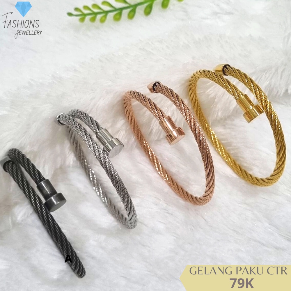 Gelang polos Titanium model paku anti Karat