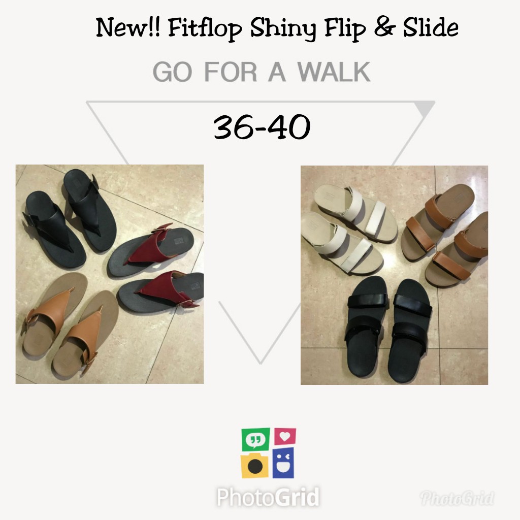 Fitflop Shiny Leather Flip and Slide Sandal Fitflop Wanita