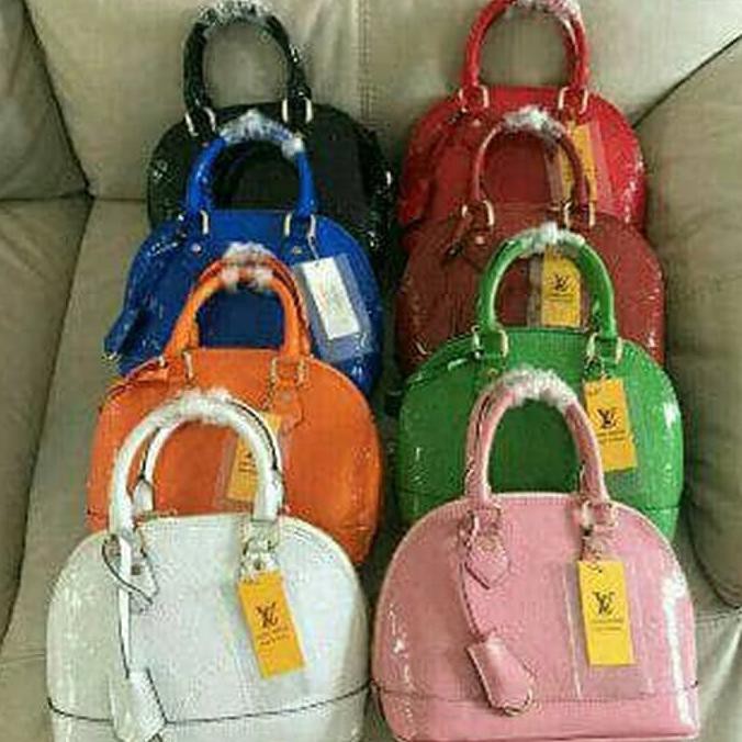 EDISI TERBARU TAS WANITA BRANDED BERKUALITAS LV ALMA MINI VERNISH HANDBAG MURAH
