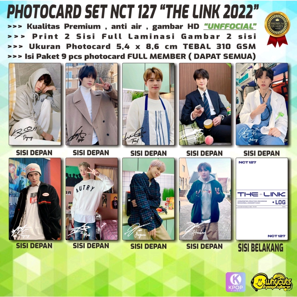 PHOTOCAR SET KPOP PREMIUM NCT 127 // LOG 2022 // PRINT 2 SISI FULL LAMINASI GLOSSY // ANTI AIR