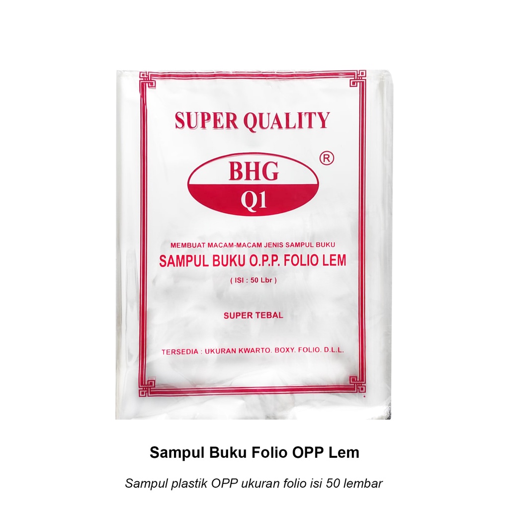 

Sampul Buku Folio OPP Lem / Sampul Plastik Folio