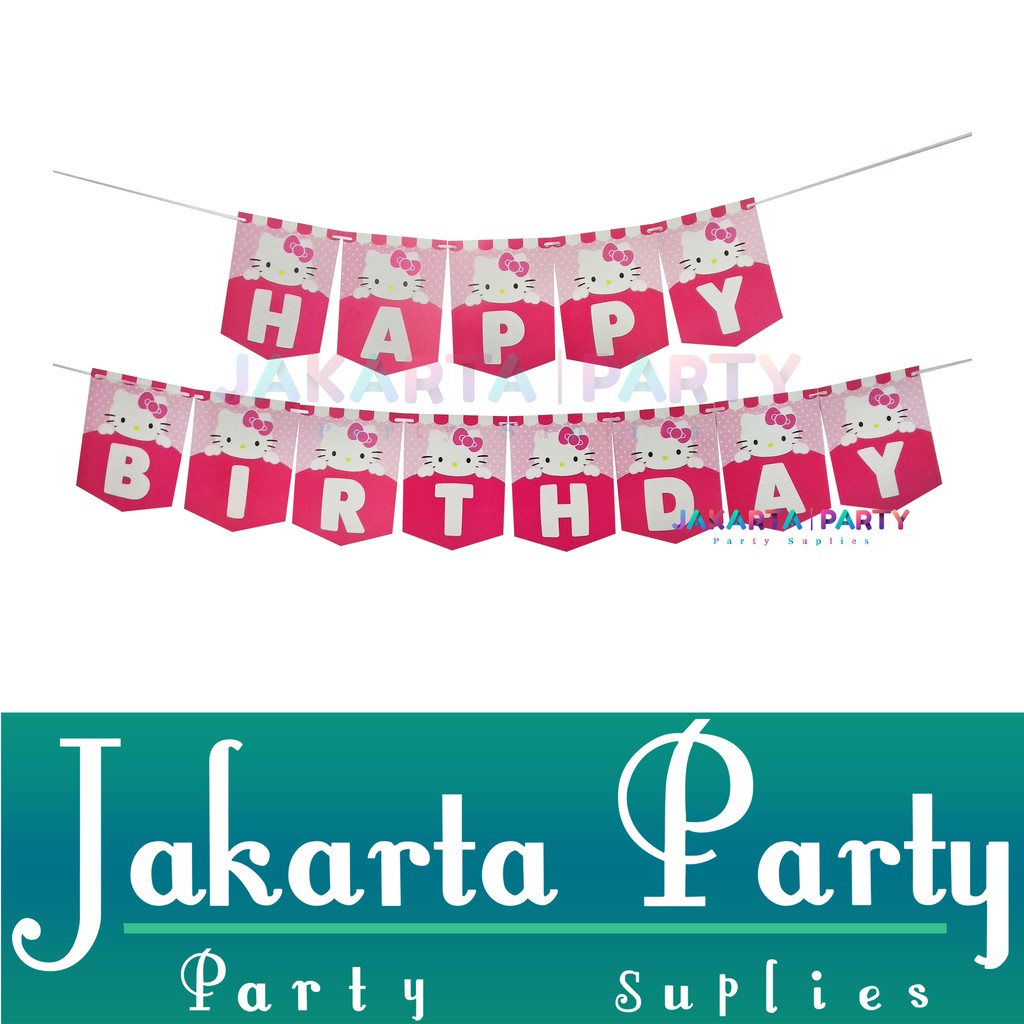 Banner HBD Hello Kitty / Bunting Flag HBD Hello Kitty - Jakarta Party