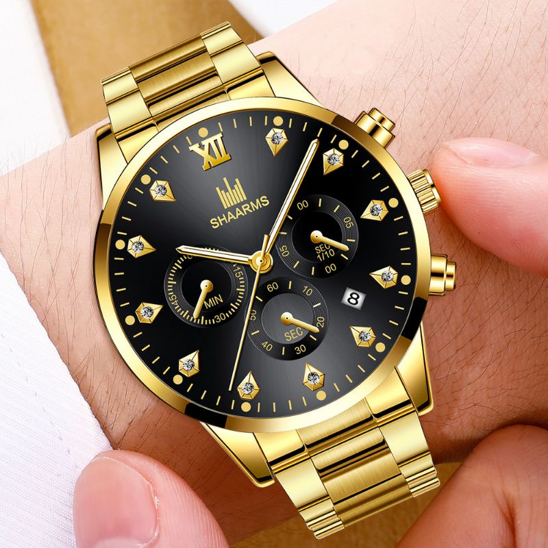 Jam Tangan Pria Anti Air Original Sharms Luxury Stainless Steel Jam Tangan Cowok Shaarms Rantai Besi Modern Kasual Elegan