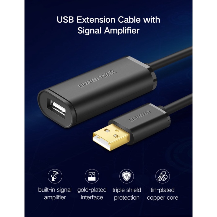 UGREEN Kabel USB 2.0 Extension 15m, 20m with Chipset - US121