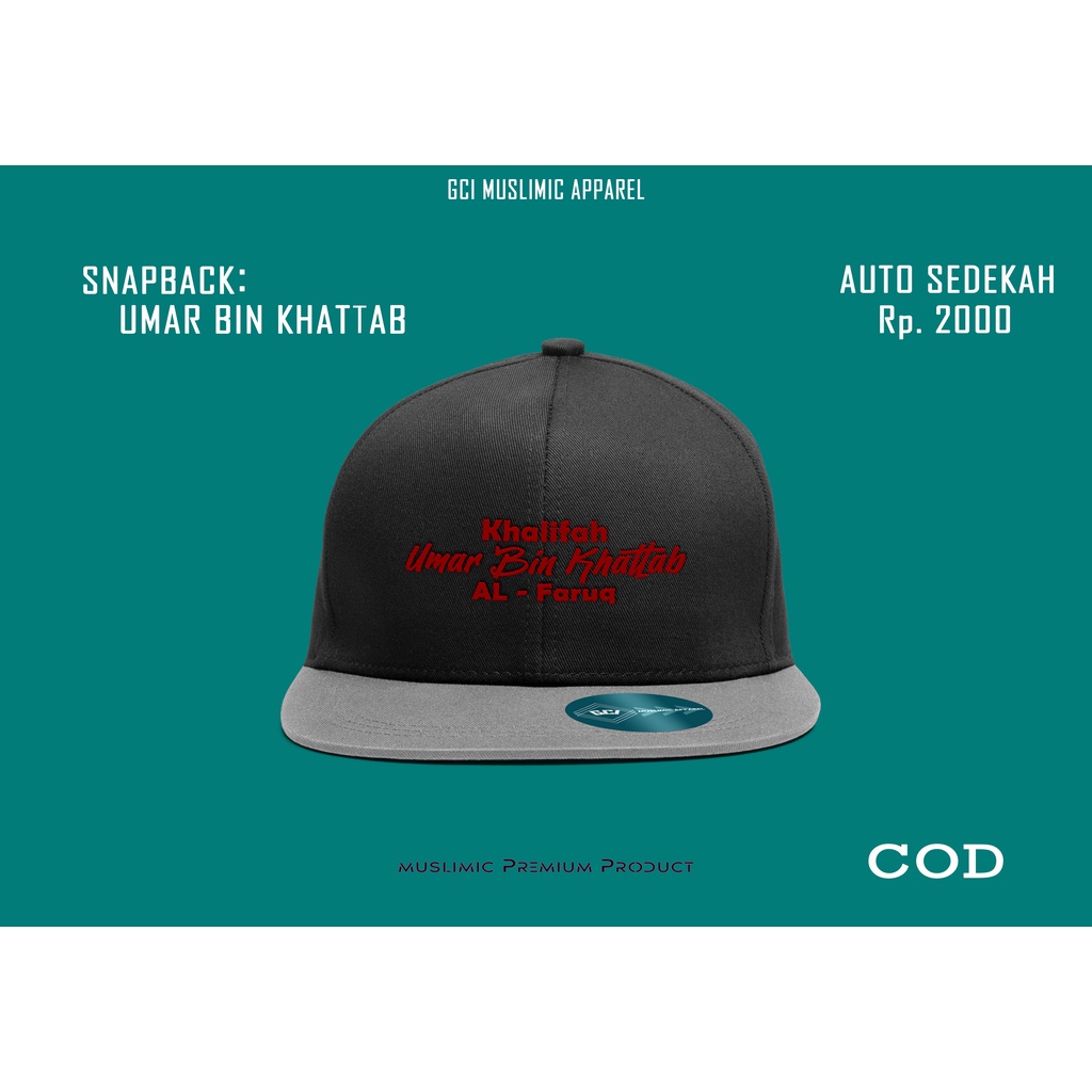 Topi Snapback Pria Desain Dakwah Islami  Premium Quality Umar Bin Khattab - Hitam