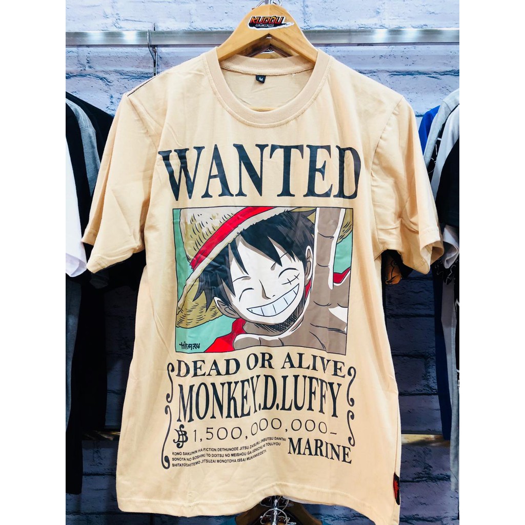 Kaos Luffy wanted Cream 1,5M Berry