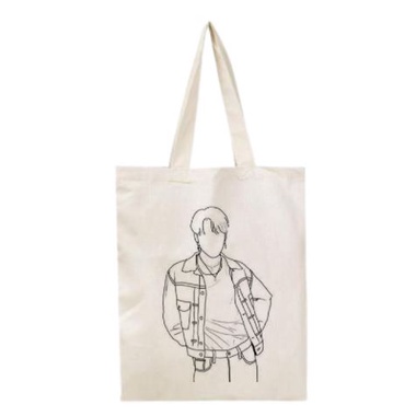 Totebag Canvas BTS ARMY PUTIH Kpop Korean Style Tas Samping Korea