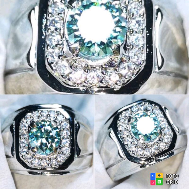 Batu Cincin Natural Blue Moissanite Asli Full DS 9.25