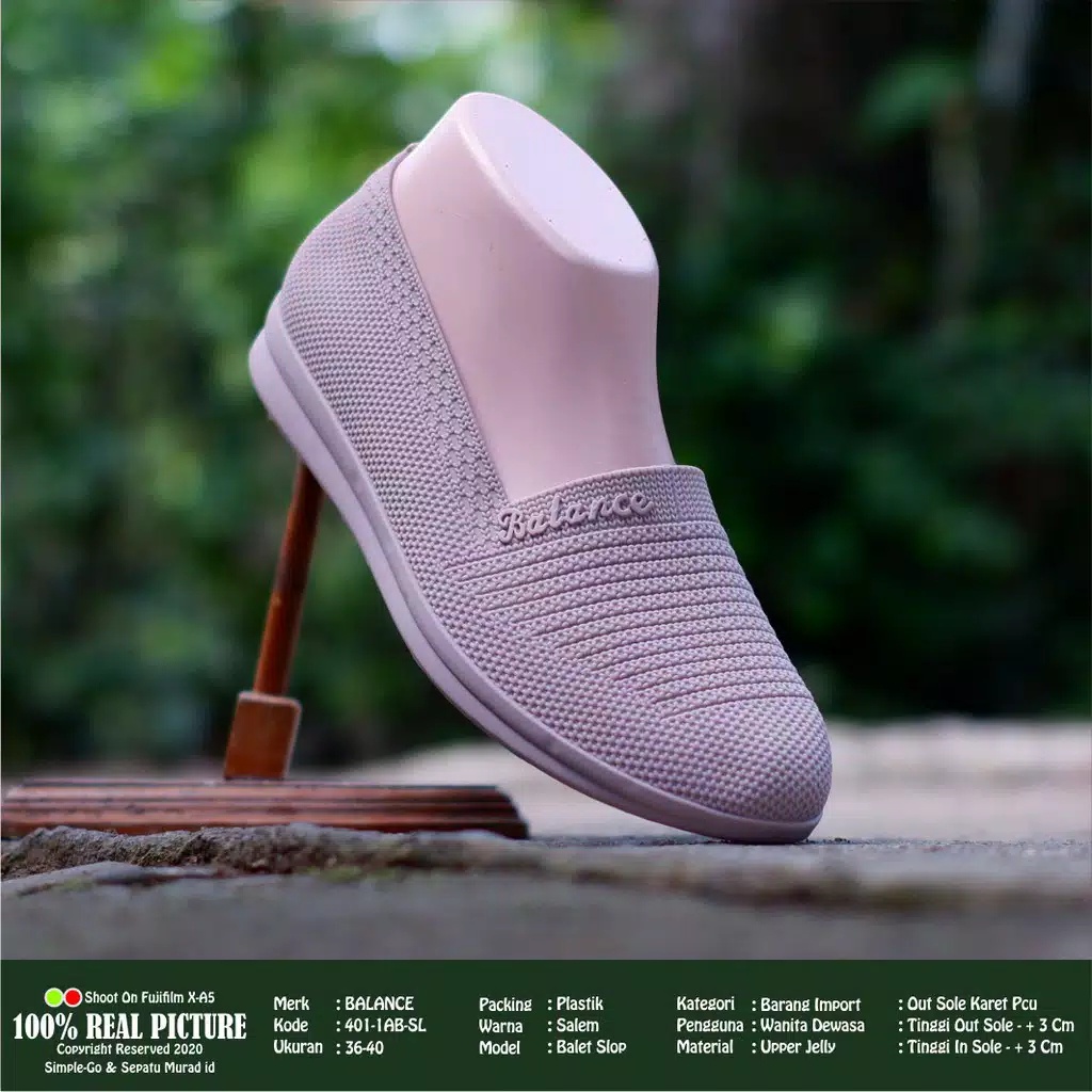 SEPATU WANITA TERLARIS 2022 / Sepatu Wanita Balance Flat Shoes Jelly Import / Sepatu Wanita Model Kekinian Balance B401-1A