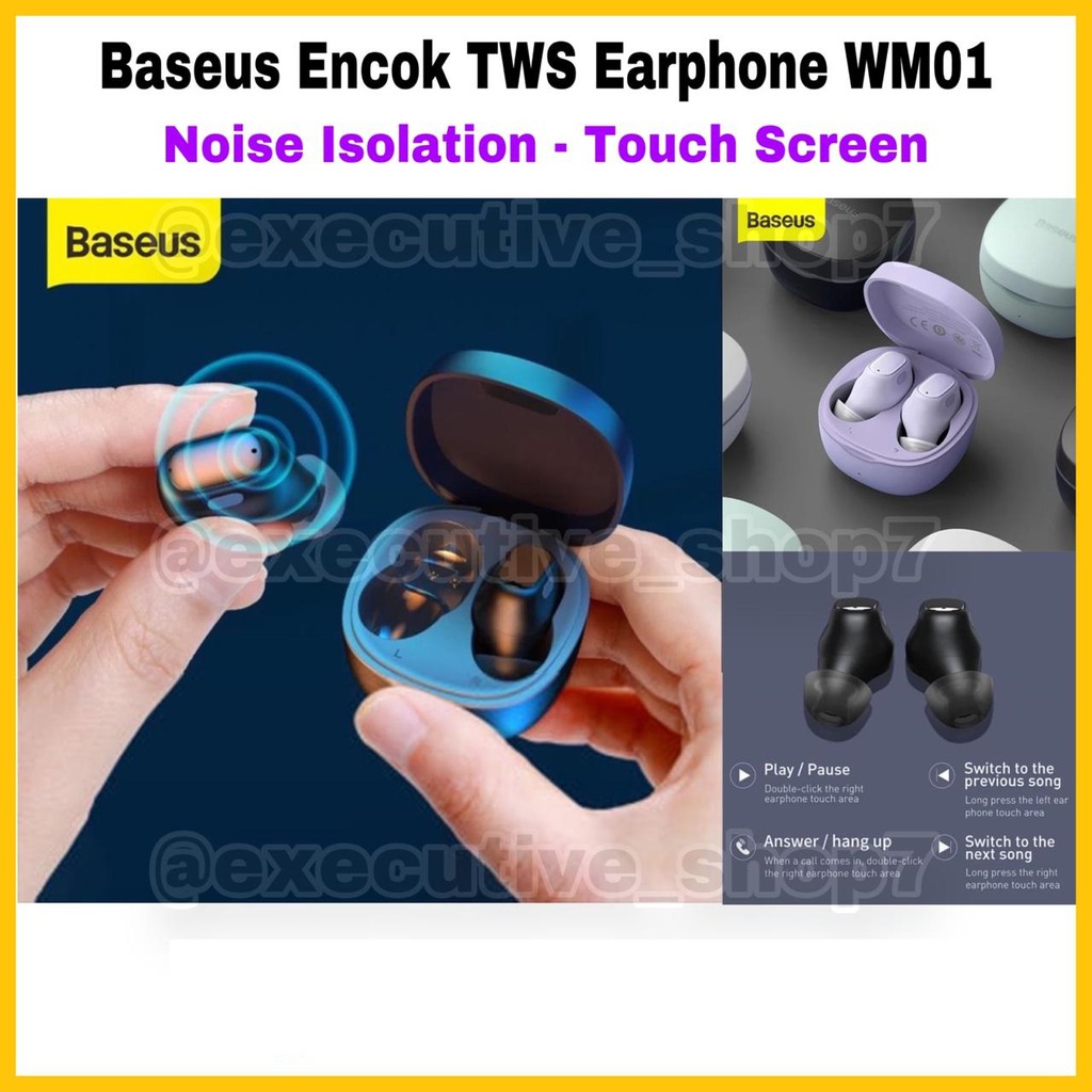 Baseus Encok TWS Earphone WM01 - Noose Isolation - Touch Screen